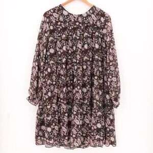 Ellos Floral Tiered Chiffon Dress‎ Size 14 Cottage Fairy Grunge Boho Romantic